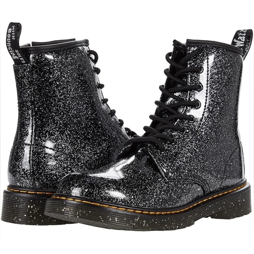 DR. Martens - NWOT Delaney 1460 Black Cosmic Glitter Lace Up Combat Boots Size 6